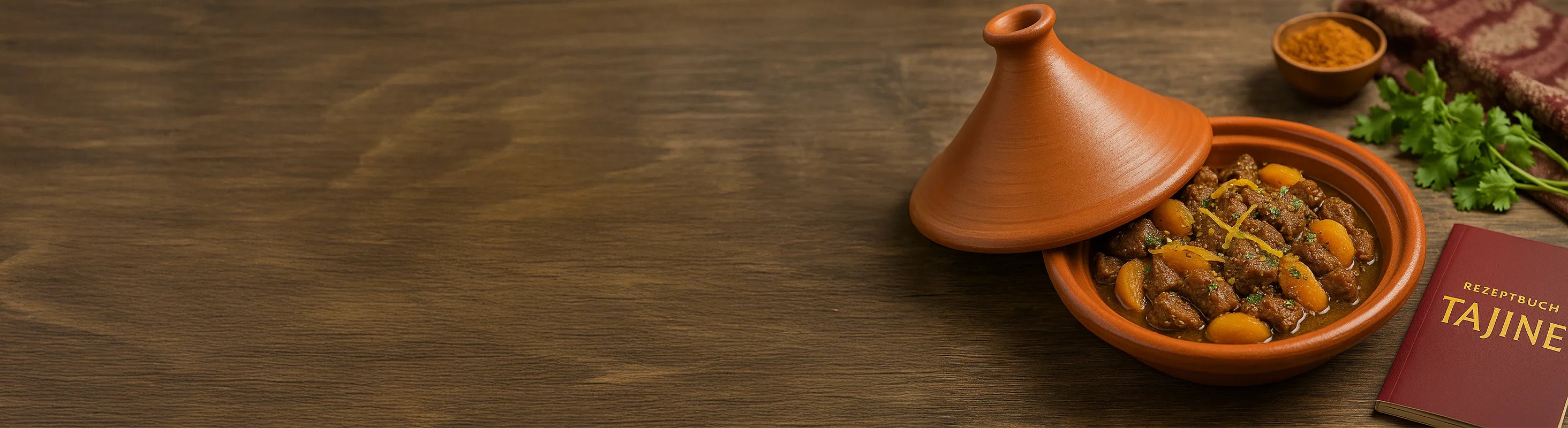 Tajine cooking pot – Tajine on a charcoal warmer (Majmar), ready for outdoor cooking - surrounded by oriental